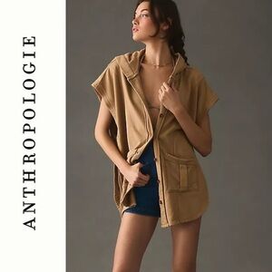 Pilcro Side-Tie Short-Sleeve Button Front Poncho Vest